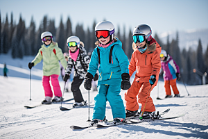 儿童滑雪童年体育摄影图