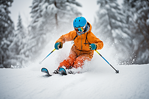 儿童滑雪健康高清摄影图
