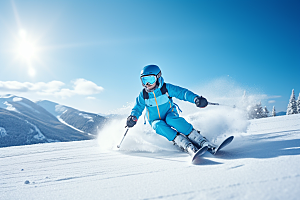 儿童滑雪冬天冬季摄影图