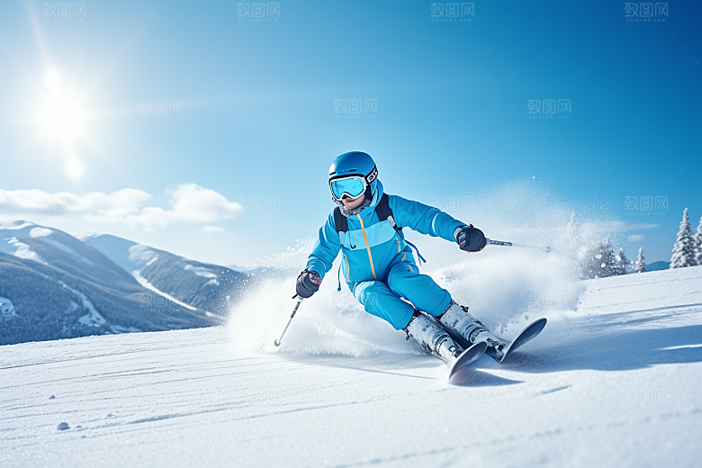 儿童滑雪冬天冬季摄影图