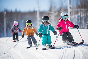 儿童滑雪冰雪运动锻炼摄影图
