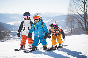 儿童滑雪童年高清摄影图