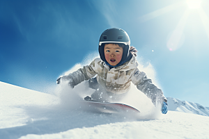 儿童滑雪体育孩童摄影图