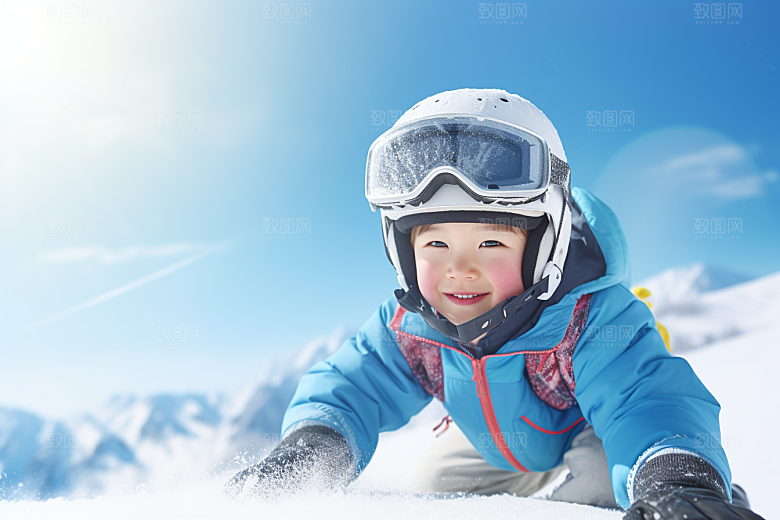 儿童滑雪体育童年摄影图