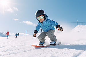 儿童滑雪高清可爱摄影图