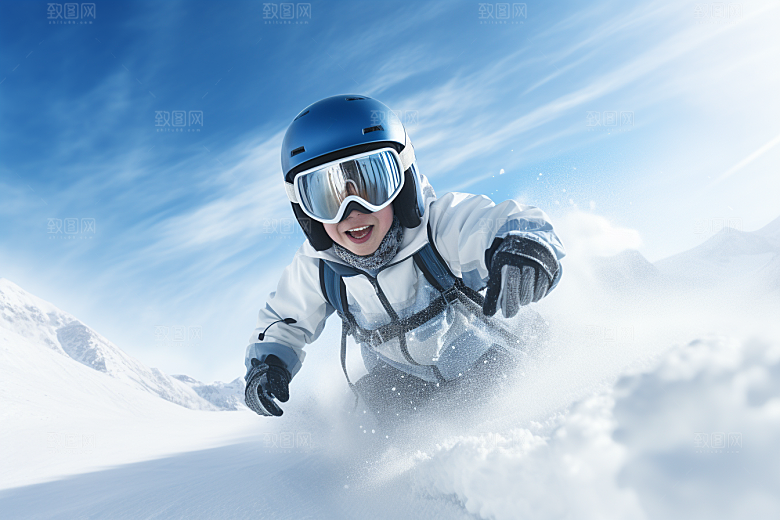 儿童滑雪童年孩童摄影图
