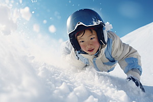 儿童滑雪童年健康摄影图
