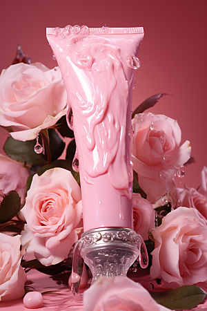 玫瑰唯美化妆品护肤礼物摄影图