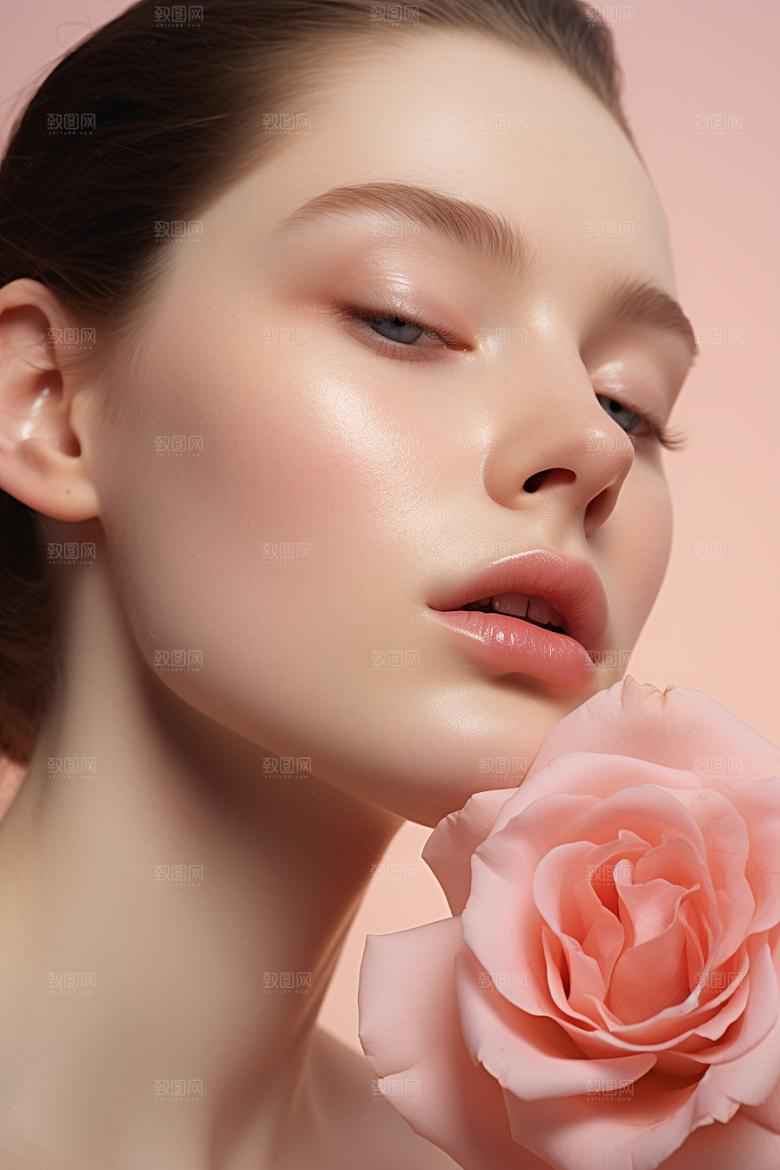 玫瑰唯美化妆品美妆护肤摄影图