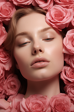 玫瑰唯美化妆品护肤精致摄影图