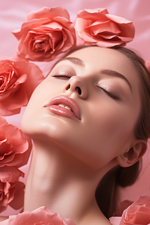 玫瑰唯美化妆品精致护肤摄影图