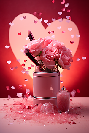 玫瑰唯美化妆品爱情典雅摄影图