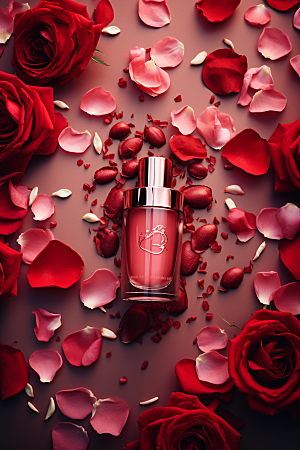 玫瑰唯美化妆品精致浪漫摄影图