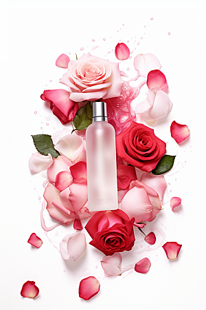 玫瑰唯美化妆品情人节精致摄影图