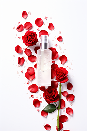 玫瑰唯美化妆品情人节礼物摄影图