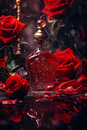 玫瑰唯美化妆品浪漫典雅摄影图