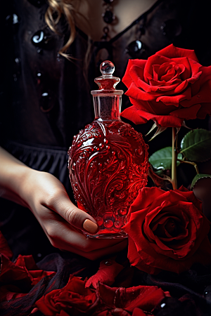 玫瑰唯美化妆品精致浪漫摄影图