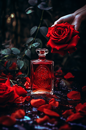 玫瑰唯美化妆品爱情情人节摄影图