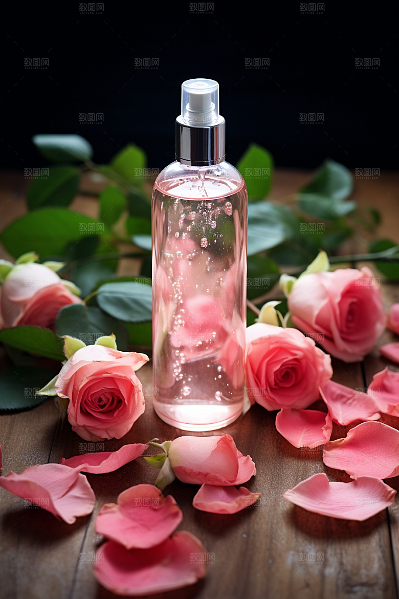 玫瑰唯美化妆品高贵典雅摄影图
