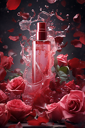 玫瑰唯美化妆品浪漫高清摄影图