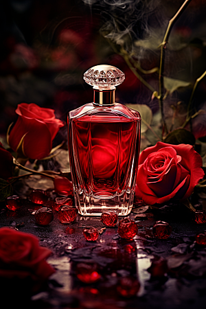 玫瑰唯美化妆品礼物情人节摄影图