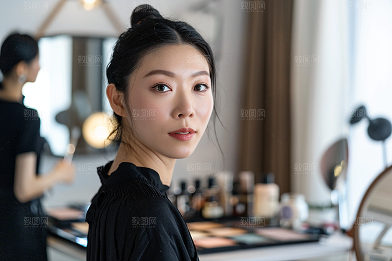化妆人物美女造型师肖像