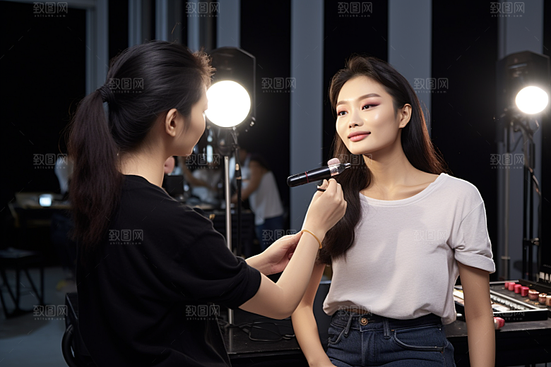 化妆人物美女造型师肖像