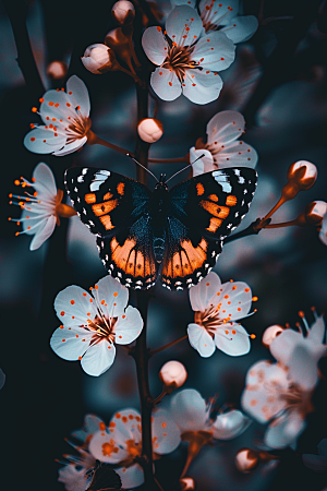 蝴蝶飞虫花卉摄影图