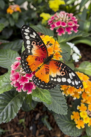 蝴蝶彩色花卉摄影图