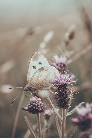 蝴蝶清新花朵摄影图