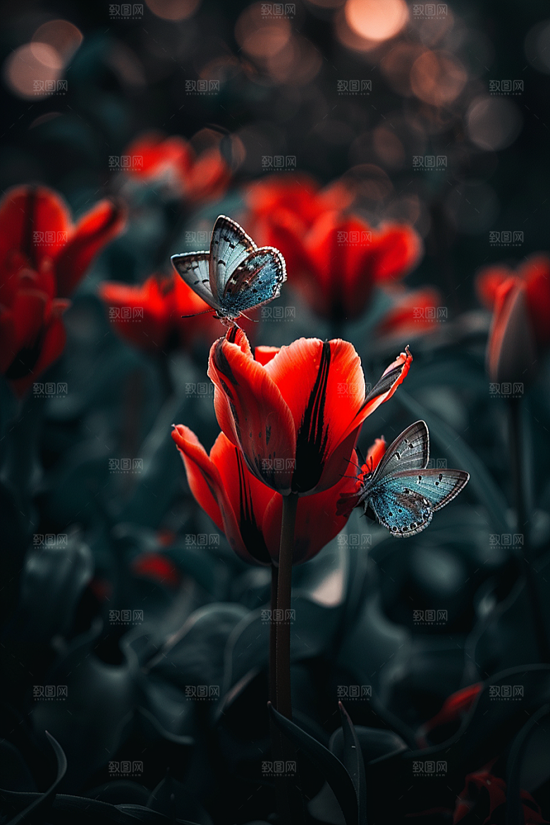 蝴蝶花朵生态摄影图