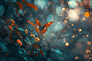 蝴蝶花卉飞虫摄影图