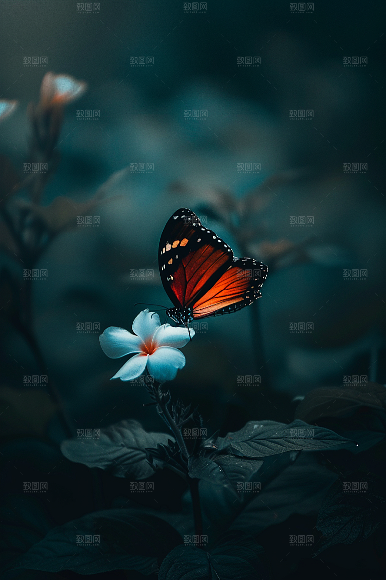 蝴蝶花朵春天摄影图
