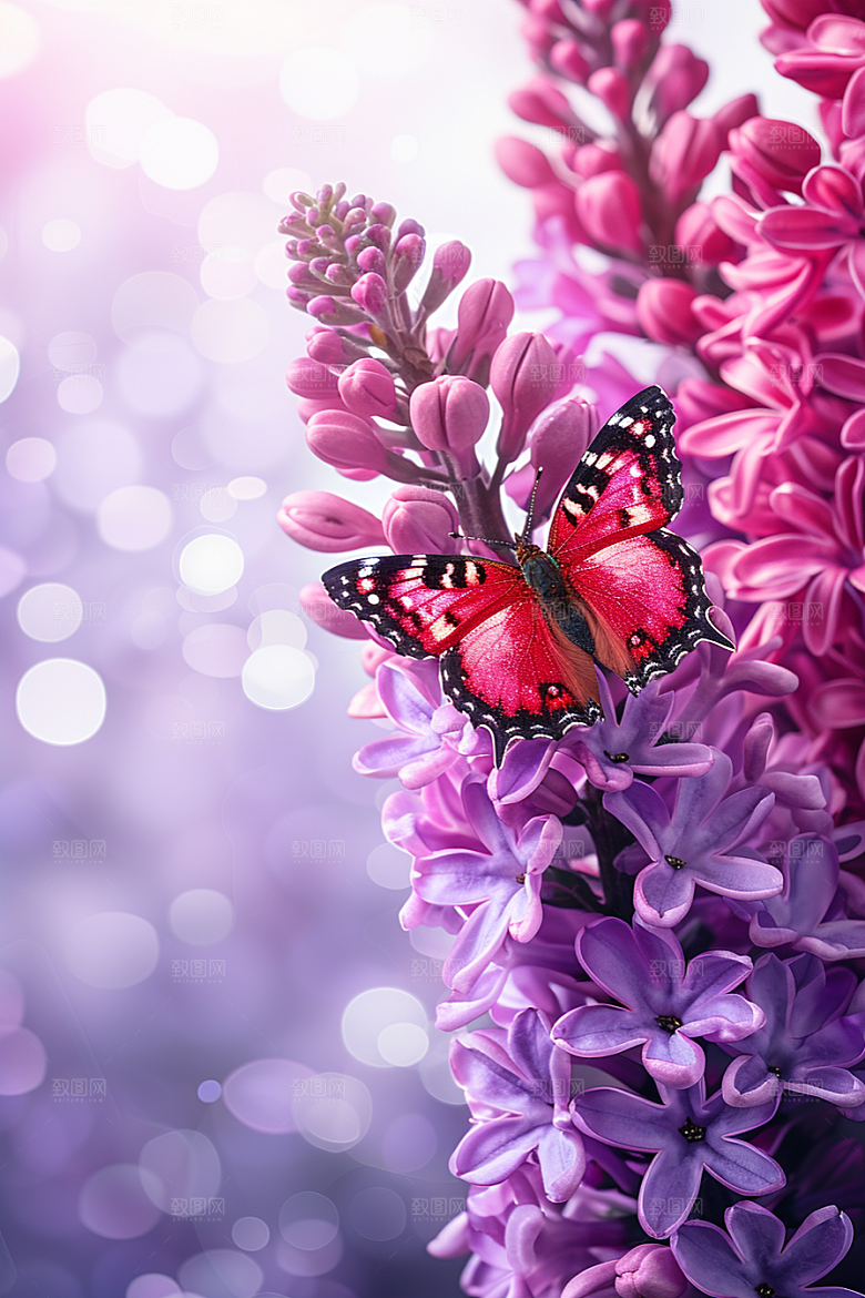 蝴蝶生态花朵摄影图