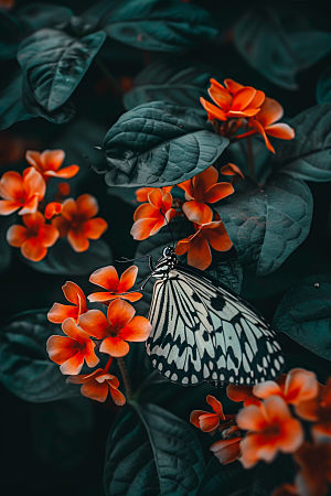 蝴蝶花朵生态摄影图