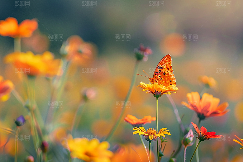 蝴蝶花卉春天摄影图