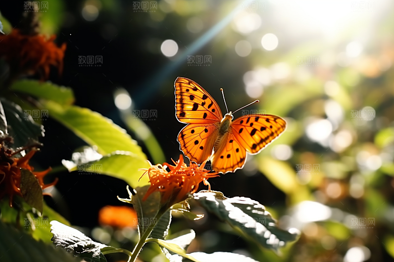 蝴蝶春天花朵摄影图