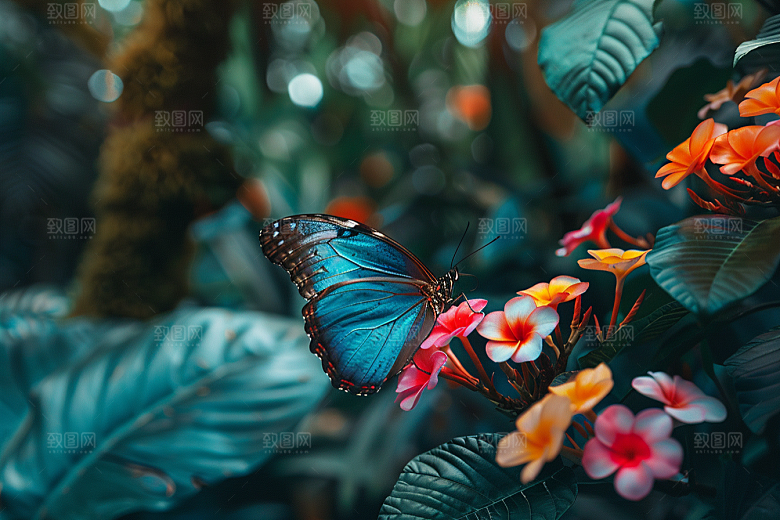 蝴蝶翅膀花卉摄影图