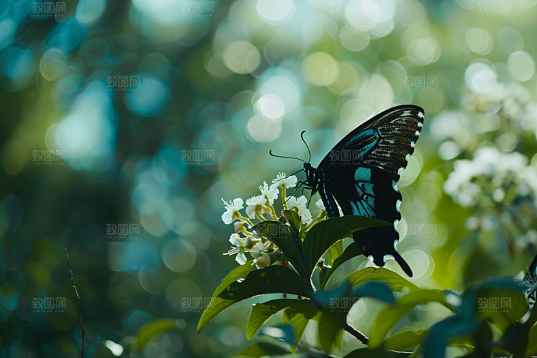 蝴蝶花朵飞虫摄影图