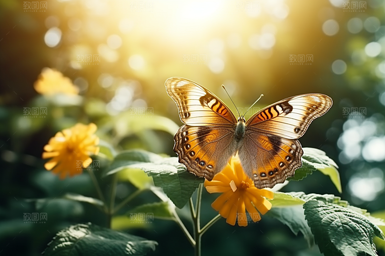 蝴蝶春季花朵摄影图