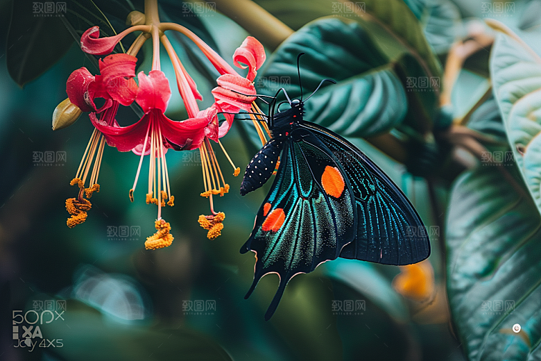 蝴蝶花卉清新摄影图