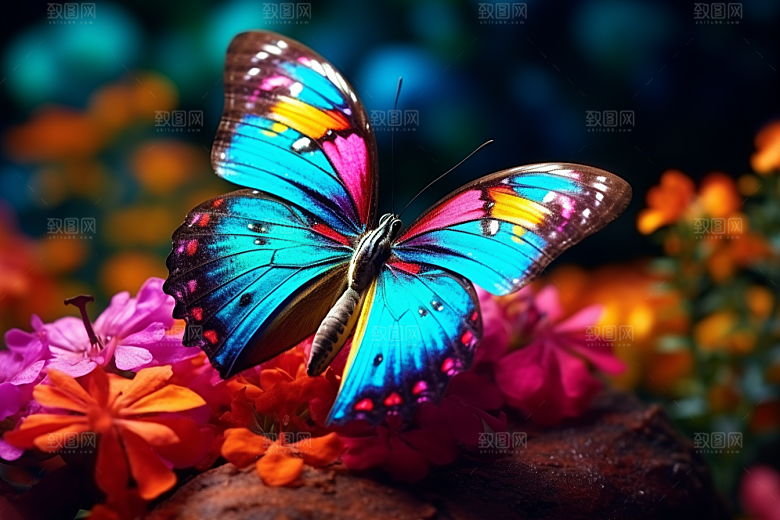 蝴蝶昆虫花卉摄影图