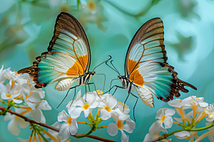 蝴蝶彩色花朵摄影图