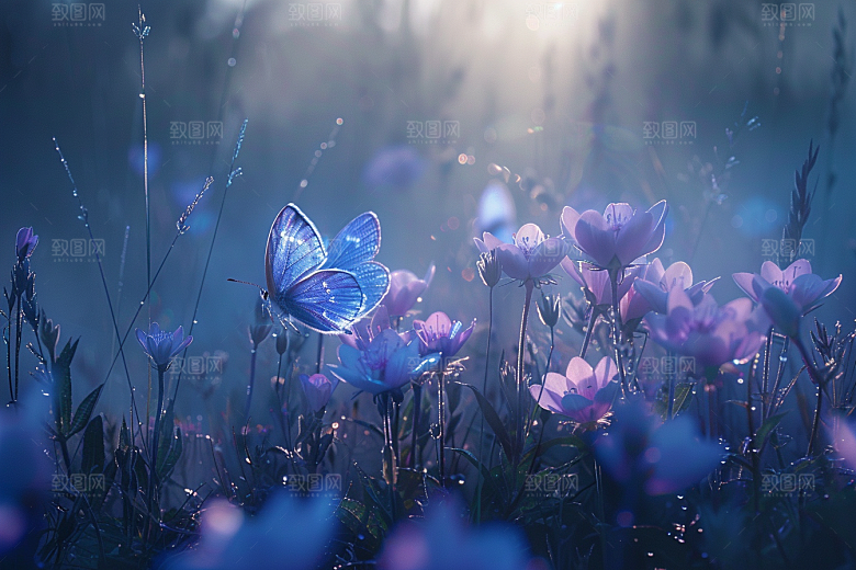 蝴蝶花卉清新摄影图