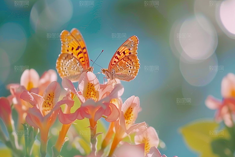 蝴蝶花朵生态摄影图