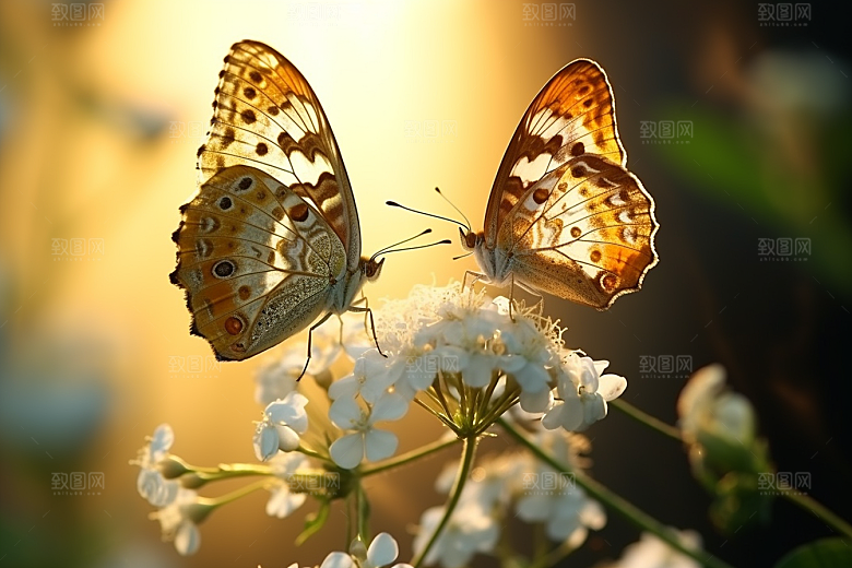 蝴蝶唯美花朵摄影图