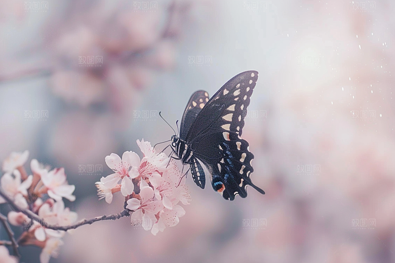 蝴蝶唯美花卉摄影图