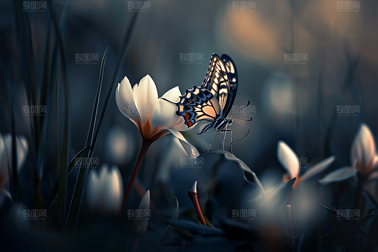 蝴蝶花卉春季摄影图