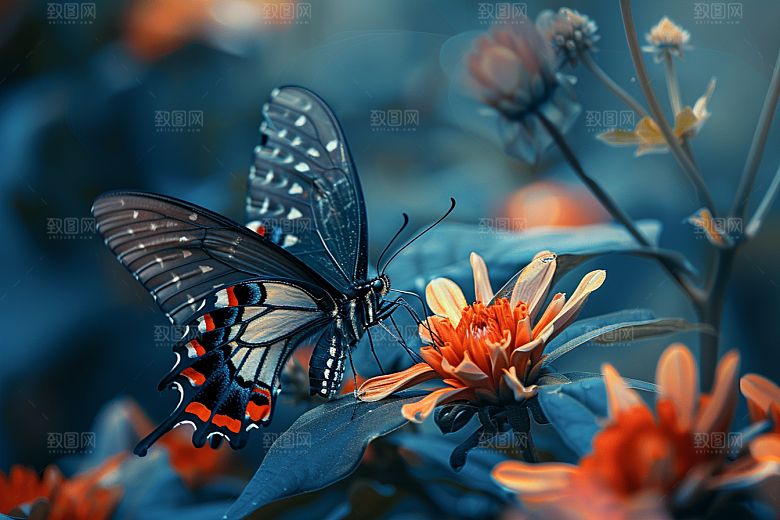 蝴蝶翅膀昆虫摄影图