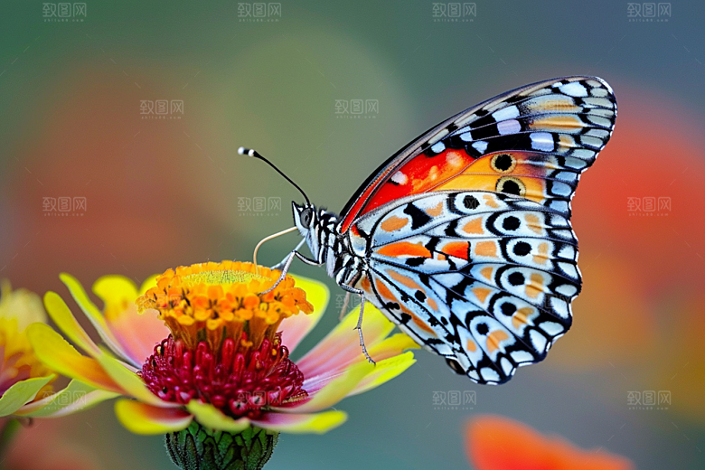 蝴蝶花朵彩色摄影图